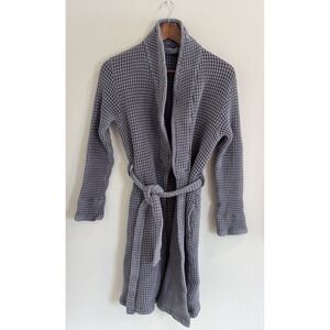 Brooklinen Bath Robe XS/S Gray Waffle Knit 100% Cotton Lounge Quiet Luxury
